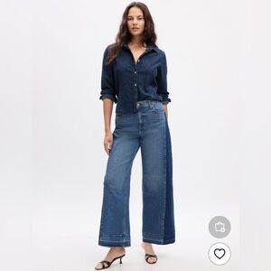 GAP Blue Two Tone High Waist Wide Leg Jeans